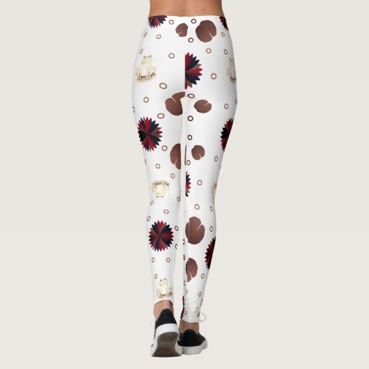 Earth-Toned Lotus & Frog Pattern  Leggings (Rückseite)