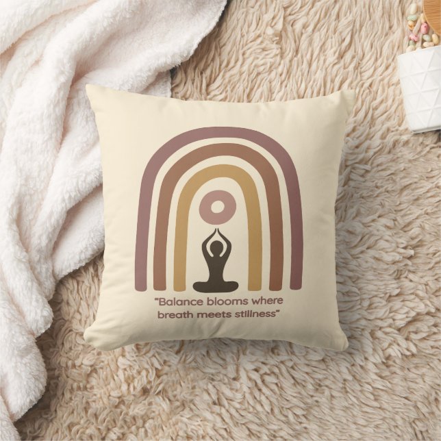 Earth-Toned Mindfulness Rainbow Yoga Design Kissen (Decke)