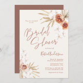 Earth Toned Pampas Grass Boho Brautparty Einladung (Vorne/Hinten)