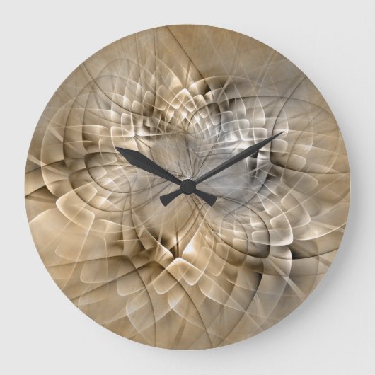 Earth Tones Abstract Modern Fractal Art Texture Große Wanduhr (Vorderseite)