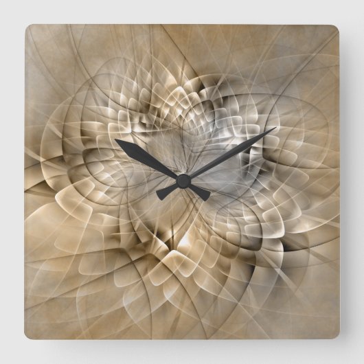 Earth Tones Abstract Modern Fractal Art Texture Quadratische Wanduhr (Vorderseite)