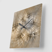 Earth Tones Abstract Modern Fractal Art Texture Quadratische Wanduhr (Winkel)