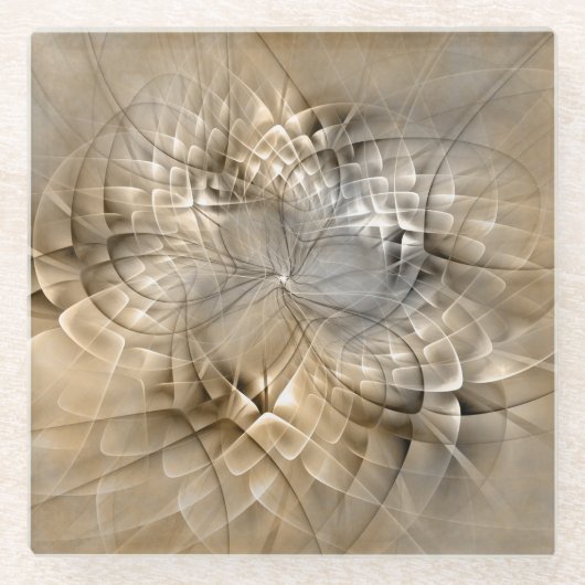 Earth Tones Abstrakt Moderne Fraktal Art Textur Glasuntersetzer (Vorderseite)