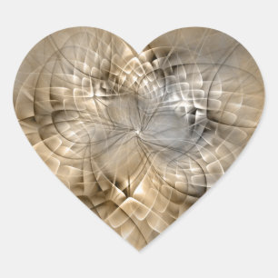 Earth Tones Abstrakt Moderne Fraktal Art Textur Herz-Aufkleber