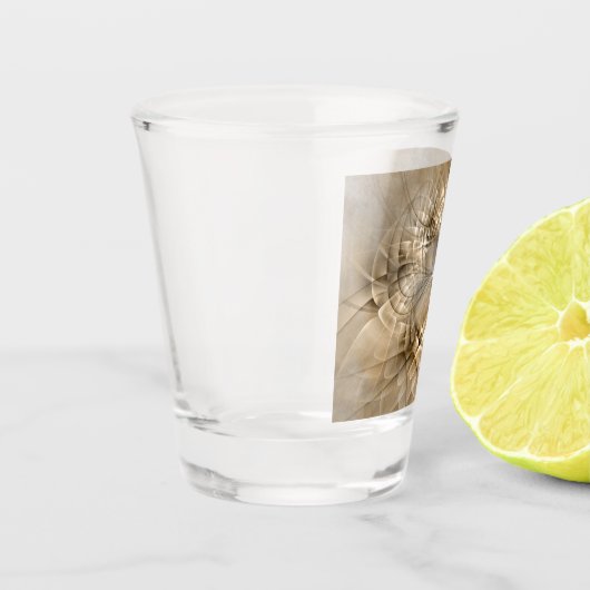 Earth Tones Abstrakt Moderne Fraktal Art Textur Schnapsglas (Links)