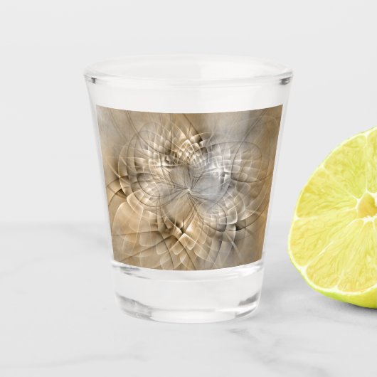 Earth Tones Abstrakt Moderne Fraktal Art Textur Schnapsglas (Vorderseite)