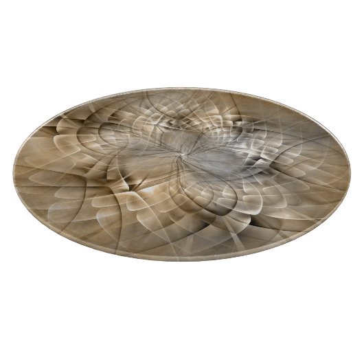 Earth Tones Abstrakt Moderne Fraktal Art Textur Schneidebrett (Ecke)