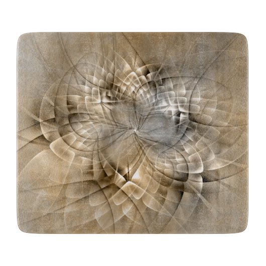 Earth Tones Abstrakt Moderne Fraktal Art Textur Schneidebrett (Vorderseite)