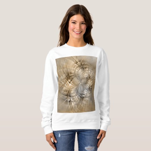 Earth Tones Abstrakt Moderne Fraktal Art Textur Sweatshirt (Vorne ganz)