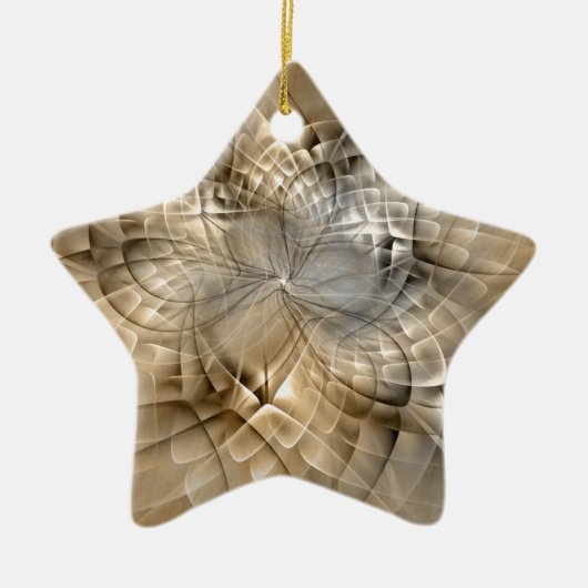 Earth Tones Abstrakt Modernes Fraktal Art Star Keramik Ornament (Vorne)