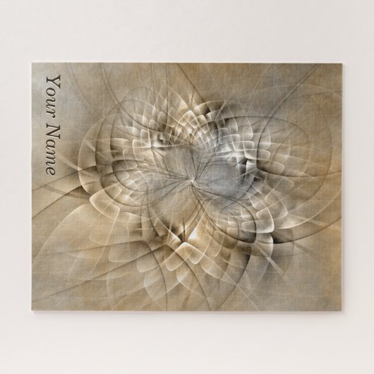 Earth Tones Abstrakt Modernes Fraktal Kunstname Puzzle (Horizontal)