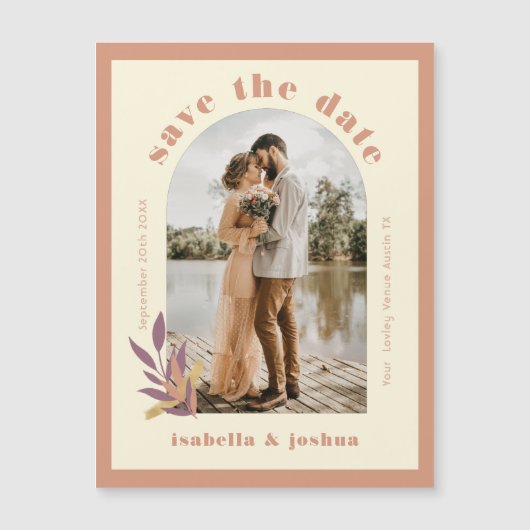 Earth Tones Arch Modernes Foto Save the Date Magnetkarte (Vorderseite)
