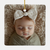 Earth Tones Birth Stats Foto Keramikornament (Rückseite)