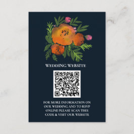 Earth Tones Burnt Orange Navy Floral Wedding Begleitkarte