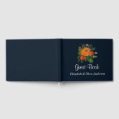 Earth Tones Burnt Orange Navy Floral Wedding Gästebuch (Voll)
