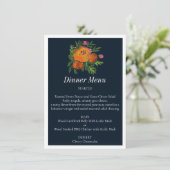 Earth Tones Burnt Orange Navy Floral Wedding Menükarte (Stehend Vorderseite)