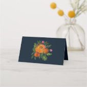 Earth Tones Burnt Orange Navy Floral Wedding Suite Platzkarte (Rückseite)