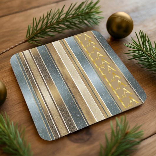 Earth Tones Christmas Fa La Pattern#27 ID1009 Rechteckiger Pappuntersetzer