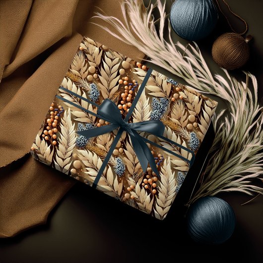 Earth Tones Christmas Merry Pattern#21 ID1009 Geschenkpapier