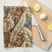 Earth Tones Christmas Merry Pattern#21 ID1009 Geschirrtuch (Viertel Falte)