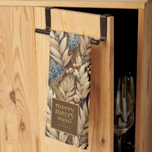 Earth Tones Christmas Merry Pattern#21 ID1009 Geschirrtuch