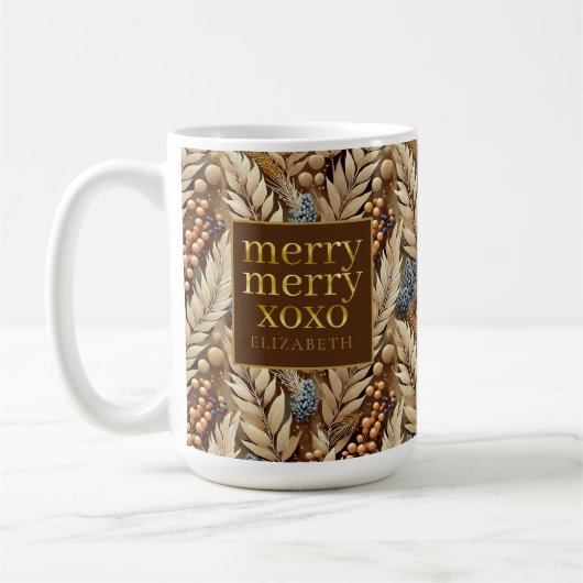 Earth Tones Christmas Merry Pattern#21 ID1009 Kaffeetasse (Links)