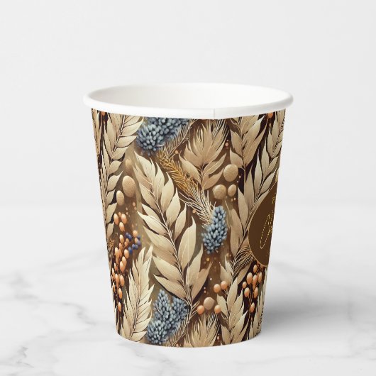 Earth Tones Christmas Merry Pattern#21 ID1009 Pappbecher (Rechts)