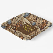 Earth Tones Christmas Merry Pattern#21 ID1009 Pappteller (Gewinkelt)