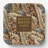 Earth Tones Christmas Merry Pattern#21 ID1009 Pappteller (Vorderseite)
