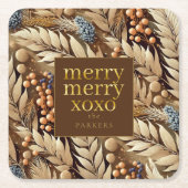 Earth Tones Christmas Merry Pattern#21 ID1009 Rechteckiger Pappuntersetzer (Vorderseite)