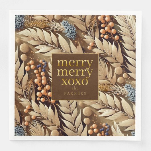 Earth Tones Christmas Merry Pattern#21 ID1009 Serviette (Vorderseite)