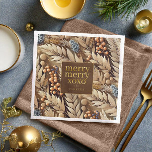 Earth Tones Christmas Merry Pattern#21 ID1009 Serviette