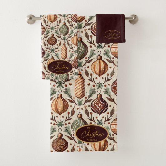 Earth Tones Christmas Pattern#12 ID1009 Badhandtuch Set (Insitu)