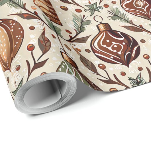 Earth Tones Christmas Pattern#12 ID1009 Geschenkpapier (Rolleneckpunkt)
