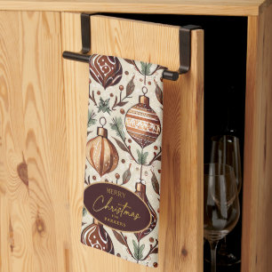 Earth Tones Christmas Pattern#12 ID1009 Geschirrtuch