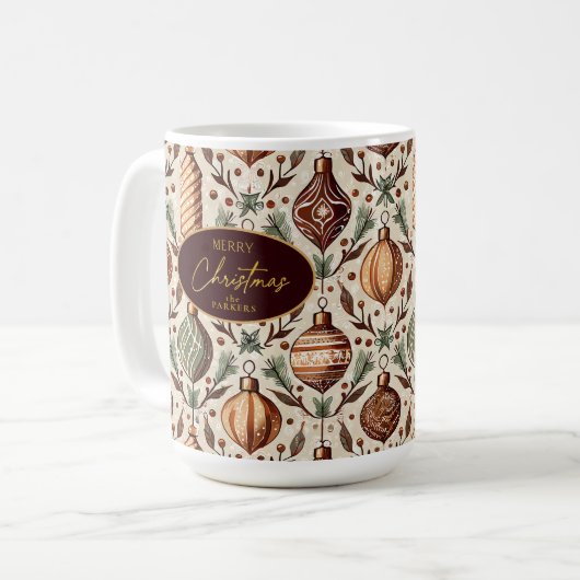 Earth Tones Christmas Pattern#12 ID1009 Kaffeetasse (Vorderseite Links)
