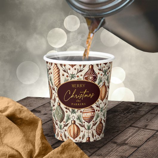 Earth Tones Christmas Pattern#12 ID1009 Pappbecher