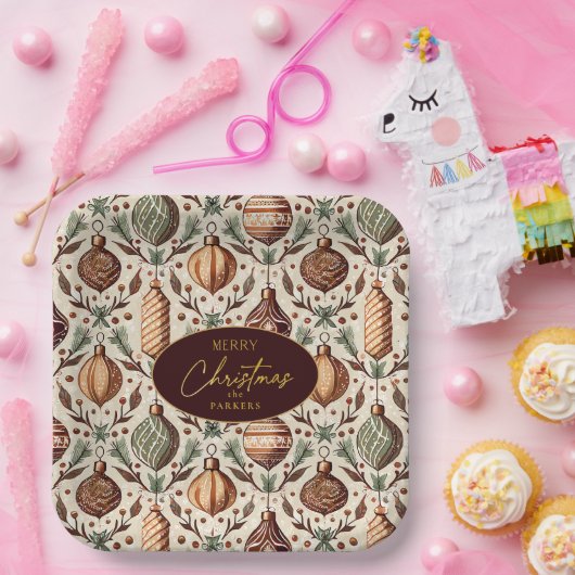 Earth Tones Christmas Pattern#12 ID1009 Pappteller (Party)