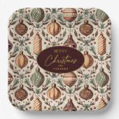 Earth Tones Christmas Pattern#12 ID1009 Pappteller (Vorderseite)