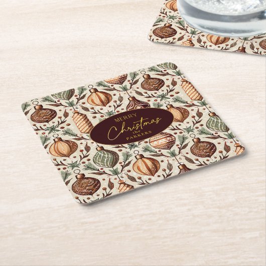 Earth Tones Christmas Pattern#12 ID1009 Rechteckiger Pappuntersetzer (angewinkelt)