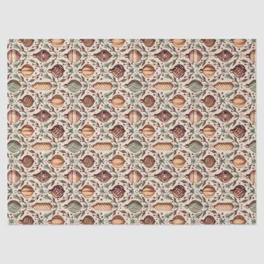 Earth Tones Christmas Pattern#12 ID1009 Seidenpapier (Vorderseite)