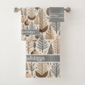 Earth Tones Christmas Pattern#25 ID1009 Badhandtuch Set (Insitu)
