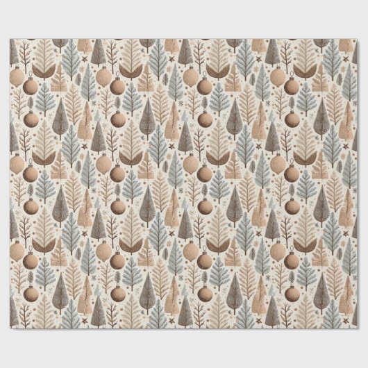 Earth Tones Christmas Pattern#25 ID1009 Geschenkpapier (Flach)