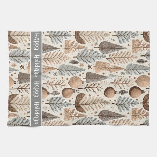 Earth Tones Christmas Pattern#25 ID1009 Geschirrtuch (Horizontal)