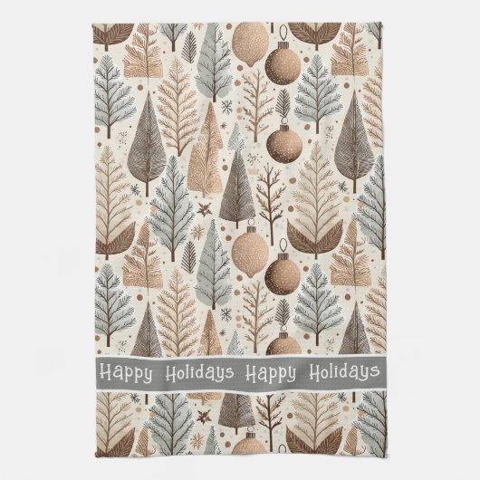 Earth Tones Christmas Pattern#25 ID1009 Geschirrtuch (Vertikal)