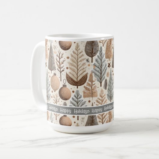 Earth Tones Christmas Pattern#25 ID1009 Kaffeetasse (Vorderseite Links)