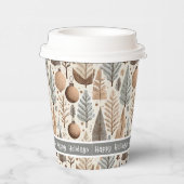 Earth Tones Christmas Pattern#25 ID1009 Pappbecher (Rechts)