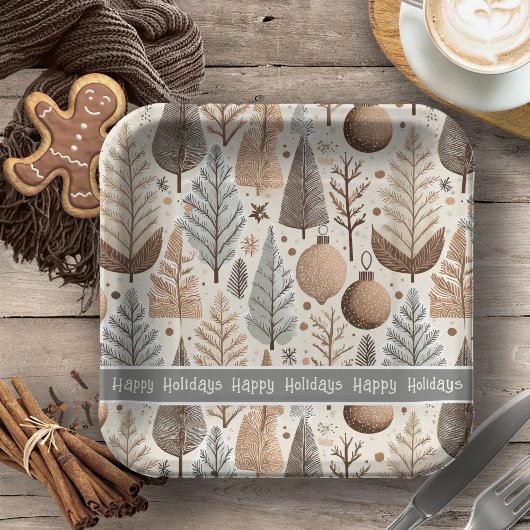 Earth Tones Christmas Pattern#25 ID1009 Pappteller
