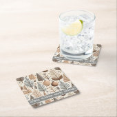 Earth Tones Christmas Pattern#25 ID1009 Rechteckiger Pappuntersetzer (Vor Ort)