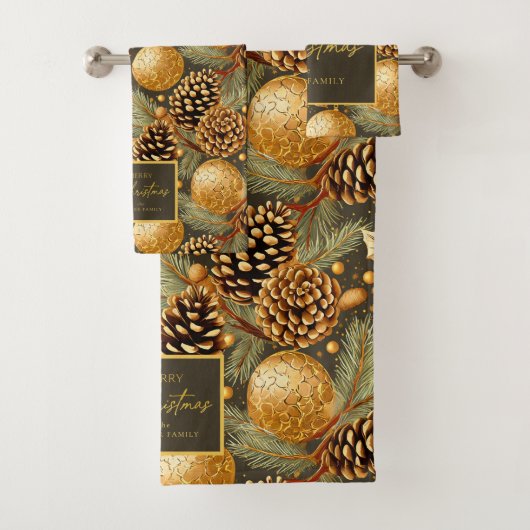 Earth Tones Christmas Pattern#29 ID1009 Badhandtuch Set (Insitu)